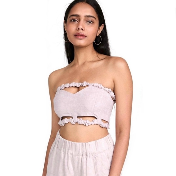 NEW GANNI PURPLE STRAPLESS CROP TOP - Picture 1 of 11